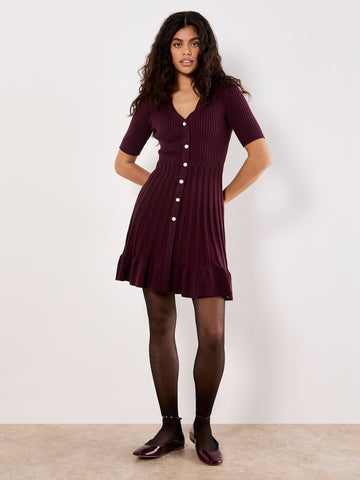 Ribbed Knit Fit & Flare Dress